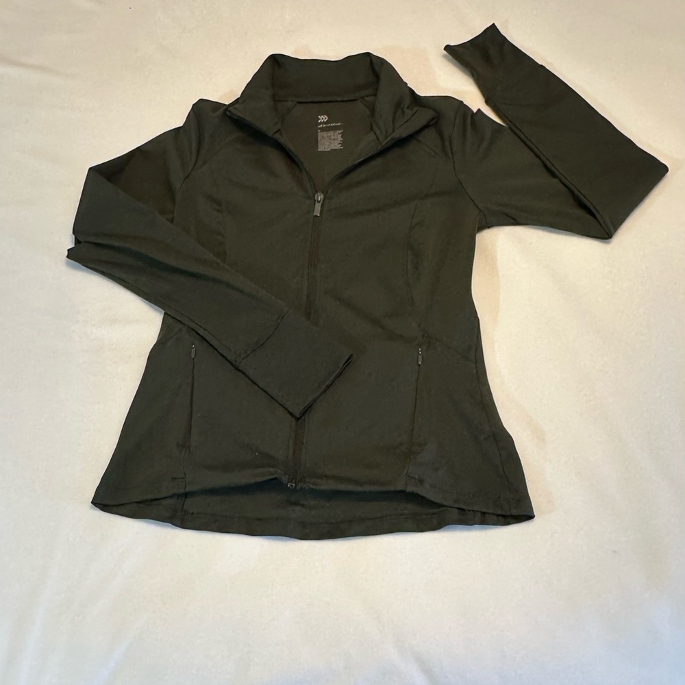 All in Motion Black Utility Jacket with Mock Neck and Quarter-Zip
